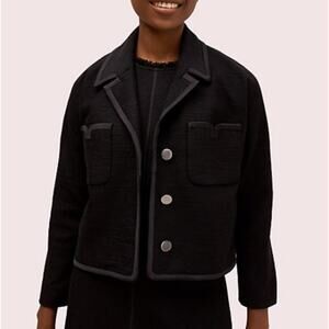 Kate Spade Black Tweed Cropped Blazer 10 NWOT